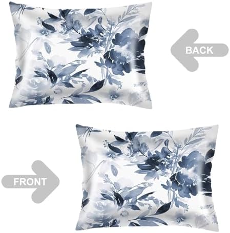 Satin Pillowcase for Hair and Skin, Florals Throw Pillow Cover 20"x26" Silk - Image 3