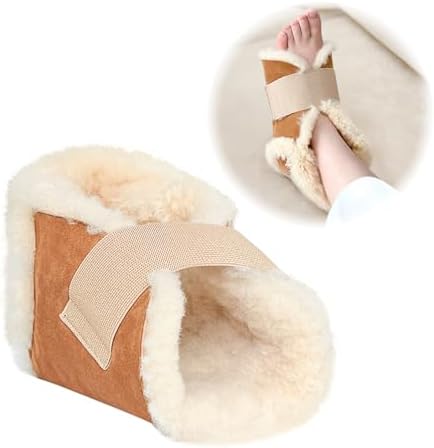 Sheepskin Heel Protector for Bed Sores – Lambswool Foot Cushion Booties for by MYBOWHealth