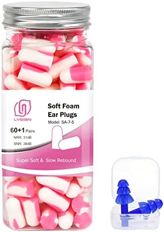 LYSIAN Soft Foam Ear Plugs for Sleeping, 60 Pairs, 38dB SNR by LYSIAN