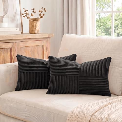 Fancy Homi 2 Packs Black Lumbar Decorative Throw Pillow Covers 12x20 Inch - Image 7
