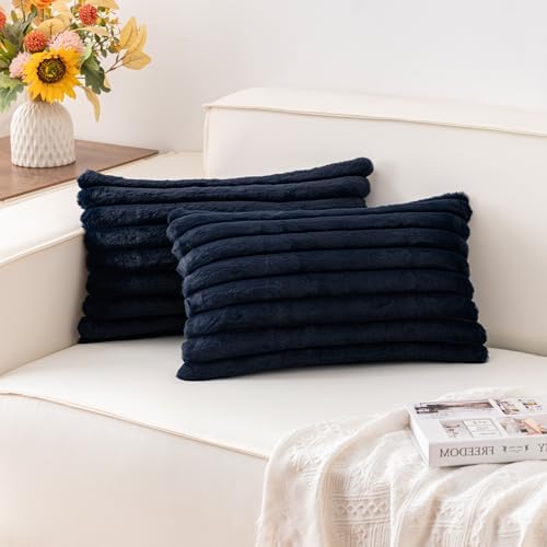 Pack of 2 Faux Fur Christmas Throw Pillow Covers 12x20 Inch by Unknown