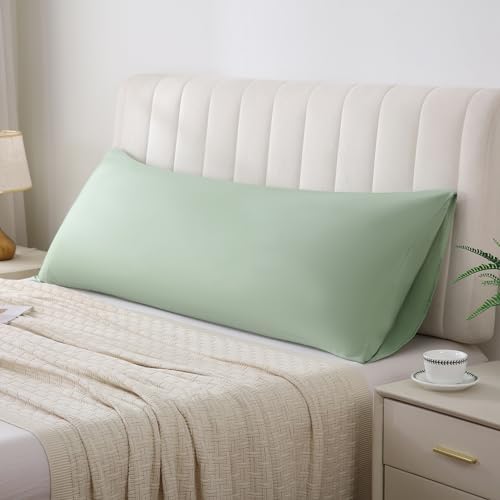 Leeden 100% Cotton Body Pillow Cover 21x54, Envelope Closure, Sage Green - Image 2