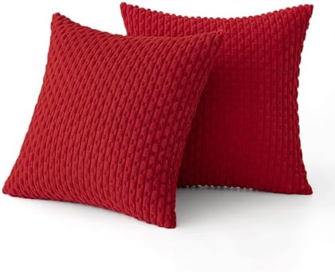 MIULEE Christmas Decorative Throw Pillow Covers 18x18 Red Textured Corduroy - Image 6