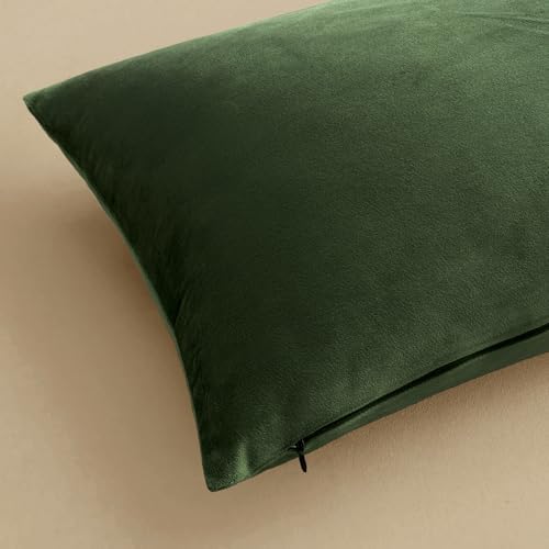 MIULEE 24x24 Inch Pack of 2 Euro Velvet Throw Pillow Covers Moss Green - Image 6