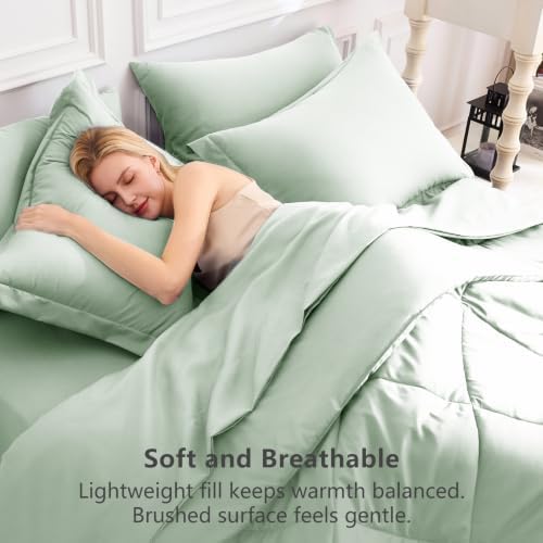 CozyLux Twin XL Comforter Set 68"x88" Sage Green - Image 4
