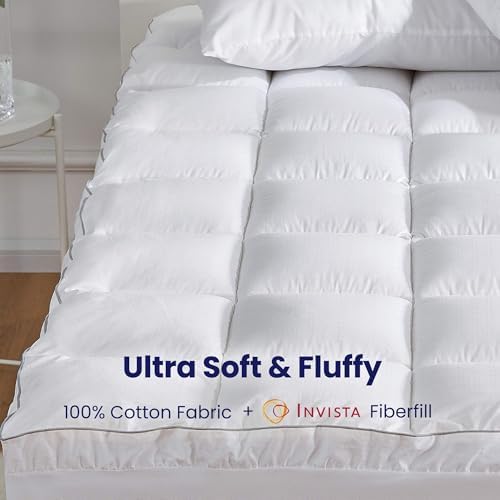 SLEEP ZONE Twin Cotton Mattress Topper, Ultra Fluffy Soft Mattress Pad - Image 4