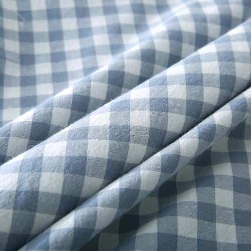 Mywinlle Dusty Blue Plaid Ruffle Gingham Throw Pillow Covers 20"x20" - Image 6
