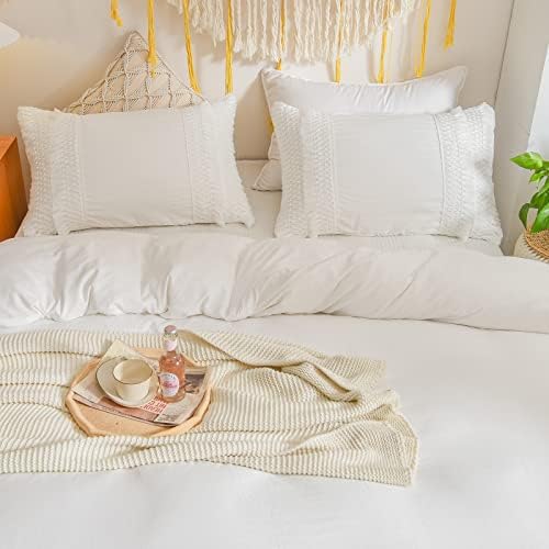 White Pillow Cases King Size Set of 2 White Tassel Pillowcases - Image 6