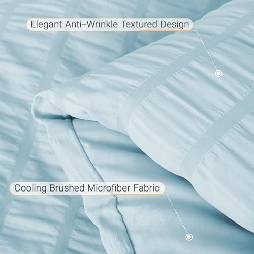 MUXHOMO 7 Pieces California King Comforter Set, Seersucker Bed in a Bag Cal - Image 6