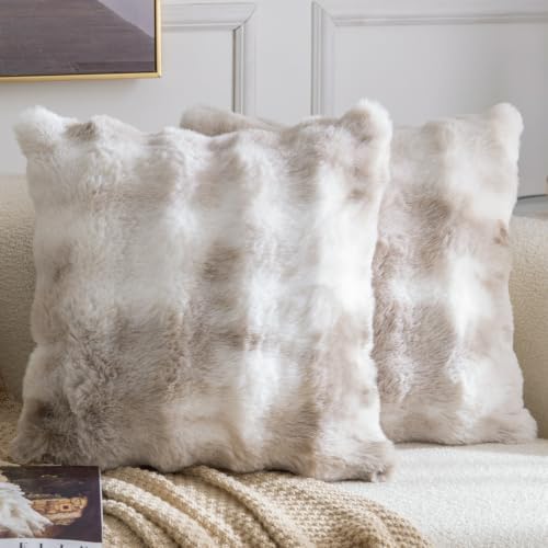 MADIZZ Pack of 2 Thick Plush Faux Wool Throw Pillow Covers Soft Boho Throw by Madizz