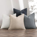 MIULEE Neutral Cream/Gray Boho Linen Pillow Covers 18x18 Inch Pack of 4 by MIULEE