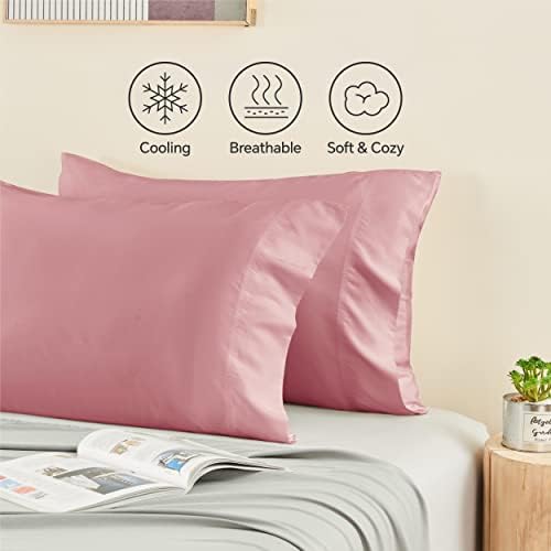 BEDELITE Pillow Cases Standard Size 2Pcs, Rayon from Bamboo, Rose Pink - Image 4