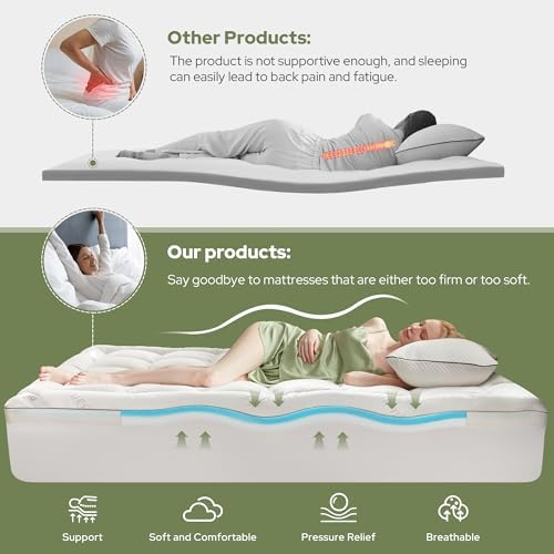 BEDLORE 4 Inch Dual Layer California King Memory Foam Mattress Topper - Image 3