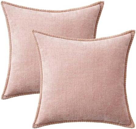 MIULEE Decorative Couch Throw Pillow Covers 20x20 Inch Pink 2 Pack - Image 6