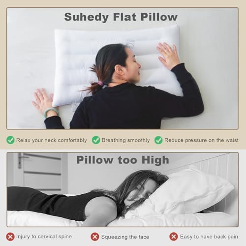 Thin Pillow for Stomach and Back Sleeper Low Pillow Flat Bed Pillow Flat Design - Image 4