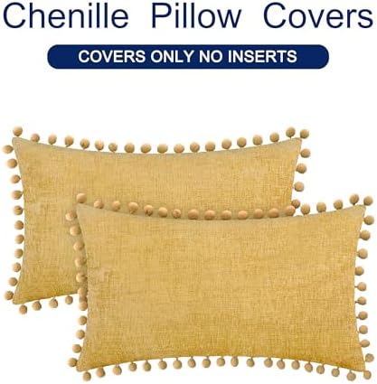 CaliTime Decorative Couch Throw Pillow Covers 20 X 12 Inches Gold - Image 6