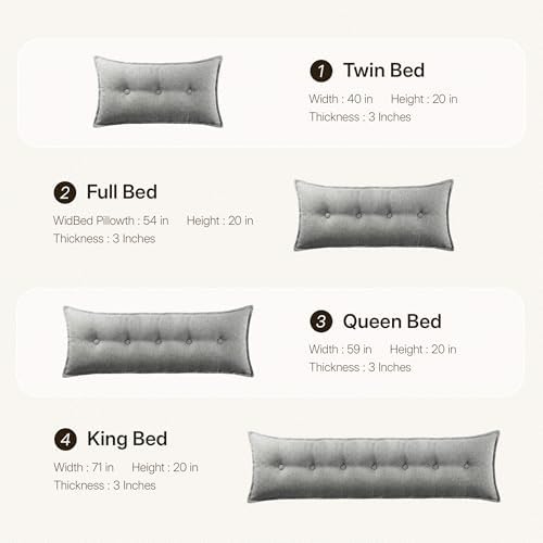 WOWMAX Headboard Pillow Twin Dorm Bolster Reading Pillow - Image 4