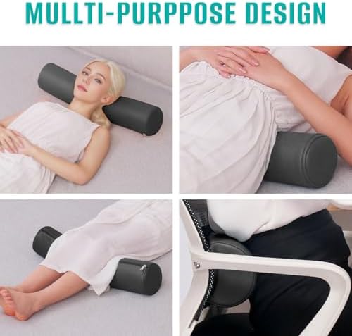 2 Pack Neck Roll Pillow, High-Density Foam Cylinder Bolster Pillow - Image 4