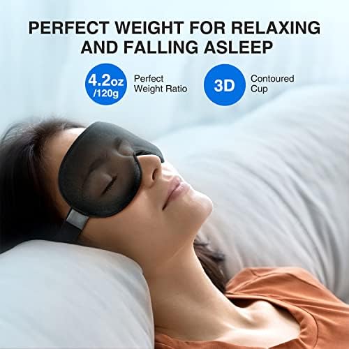 YFONG Weighted Sleep Mask for Women Men, 3D Light Blocking Eye Mask - Image 2