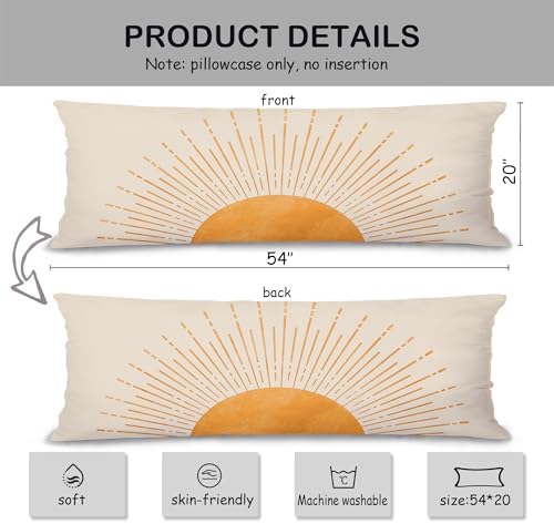 Boho Sun Sunshine 21x54 Body Pillow Cover Case, Modern Neutral Boho Horizontal - Image 2
