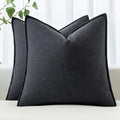 MIULEE Decorative Linen Euro Sham Pillow Covers 24x24 Dark Gray by MIULEE