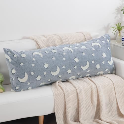 HOMBYS Glow in The Dark Body Pillow Cover, Soft Velvet Fluffy Bed Pillow Case - Image 5
