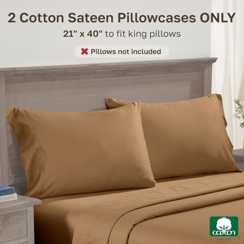 California Design Den 600 TC Set of 2 King Pillowcases, Honey Caramel - Image 3