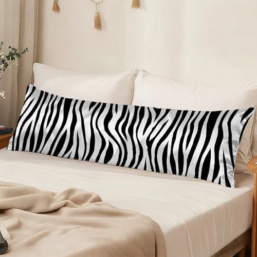 Black and White Body Cooling Pillow Cases Cover, Zebra Print Animal Print Body - Image 3