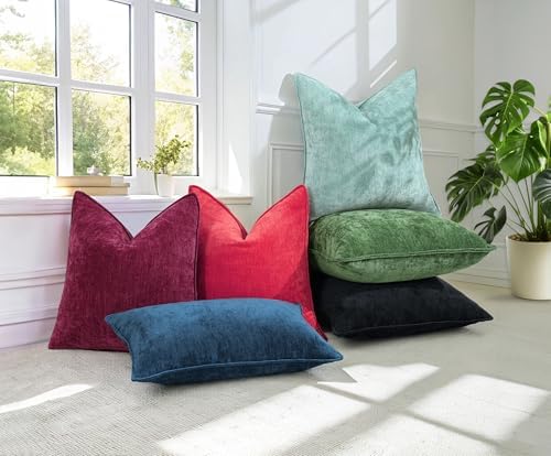 decorUhome Chenille Red Velvet Throw Pillow Covers 22x22 Set of 2 - Image 7