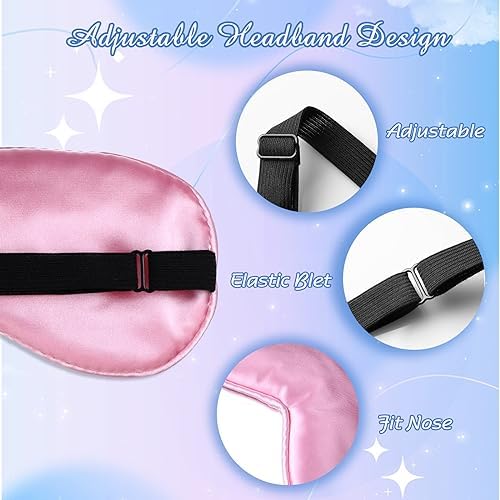 BBTO 4 Pcs Silk Sleep Eye Masks Smooth Soft Satin Eye Covers - Image 3