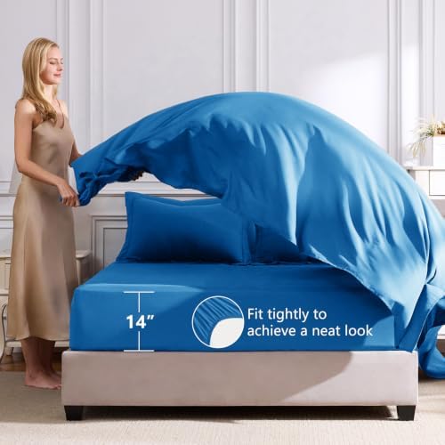 CozyLux Oversized Queen Comforter Set 98"x98", 7 Piece, Royal Blue - Image 5