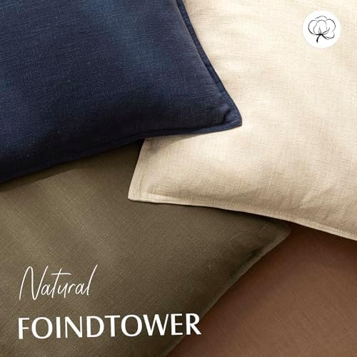 Foindtower Linen Solid Decorative Throw Pillow Covers 18x18 Light Brown - Image 4