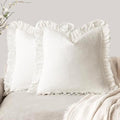 Foindtower Set of 2 Decorative Soild Fringe Ruffle Throw Pillow Covers Soft by Foindtower