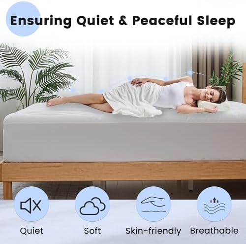 Waterproof Mattress Pad King, Quilted Fitted King Mattress Protector - Image 2