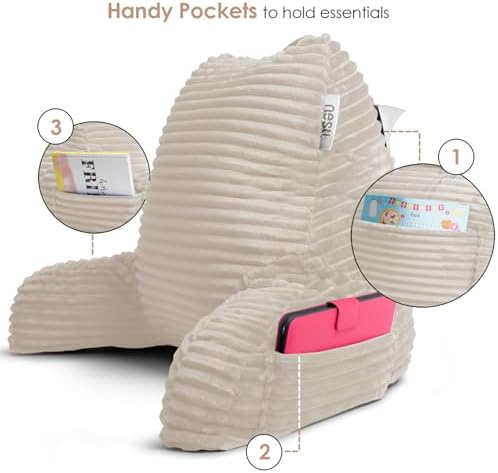 Nestl Reading Pillow with Shredded Memory Foam, Luxe Cut Plush Back Pillow - Image 6
