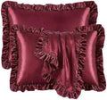 Set of 2 Ruffle Satin Queen Pillow Cases 20x30 inch Burgundy by QJFabricCO
