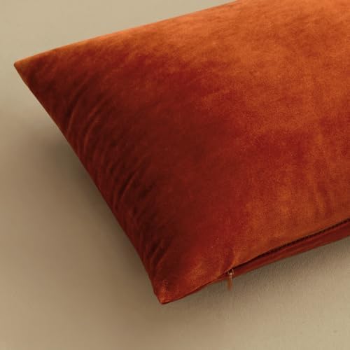 MIULEE Velvet Fall Throw Pillow Covers 14x14 Inch Pack of 2 Burnt Orange - Image 6