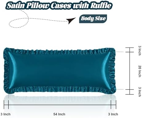 Homiest Dark Teal Ruffle Satin Body Pillow Cover - Image 3