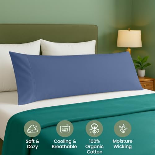 Cotton Delight Organic Cotton Body Pillow Cover 20x60 – 600 Thread Count Sateen - Image 2
