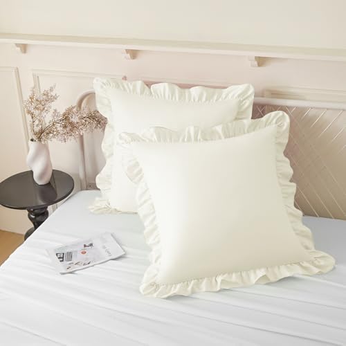 KKJIAF 2 Pack Ruffle Pillow Cases 22x22 Inches by KKJIAF
