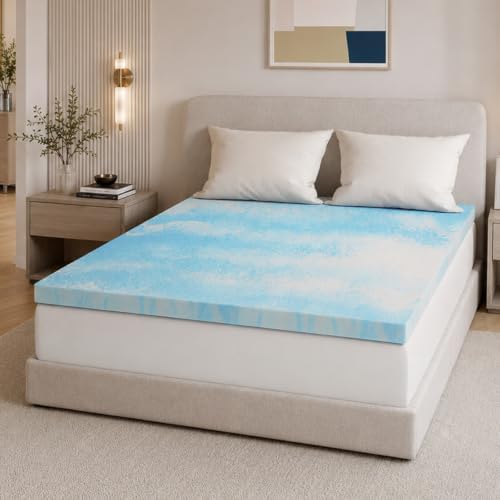Novilla Queen Mattress Topper, 3 Inch Cooling Gel Infused Memory Foam Topper by Novilla