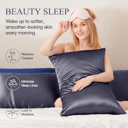 Mulberry Silk Pillow Cases for Hair and Skin, Dark Grey - Image 4
