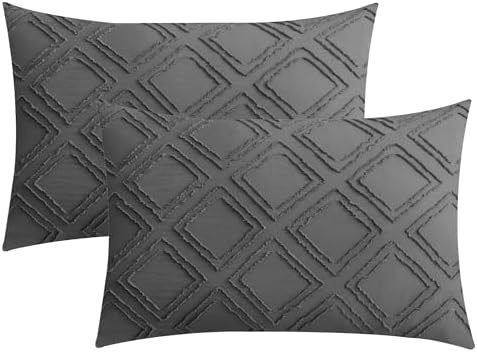 JELLYMONI Grey Grid Tufted Pillowcases Standard Size by JELLYMONI