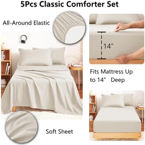 CozyLux Twin Comforter Set 68"x88" Beige - Image 5
