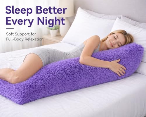 REAFORT Long Hair Faux Fur Body Pillow Cover 21"x54", Hidden Zipper - Image 4