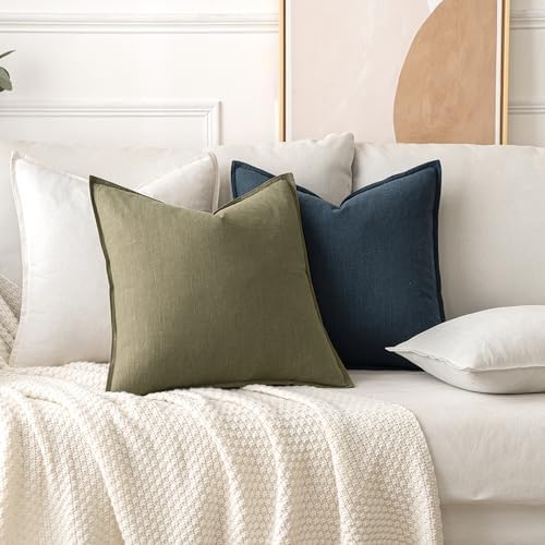 MIULEE Decorative Linen Lumbar Pillow Covers 12x20 Inch Cream White - Image 4