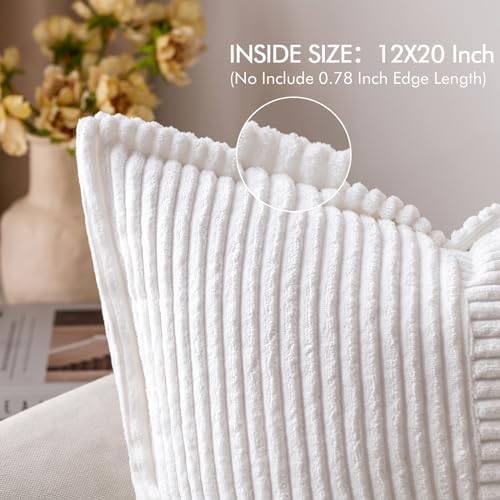 MIULEE Decorative Lumbar Throw Pillow Covers 12x20 Inch White 2 Pack - Image 2
