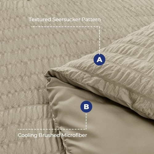 HYMOKEGE Linen Twin Comforter Set Seersucker 5 Pieces, All Season Luxury Bed in - Image 4