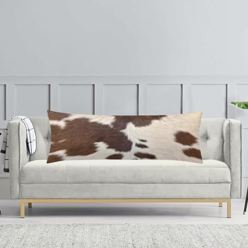 Cow Print Body Pillow Cover Brown Cowhide Western Farmhouse Long Pillow Case - Image 4