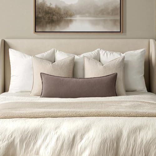 MIULEE Decorative Linen Lumbar Pillow Cover 14x36 Inch Malt Ball - Image 4